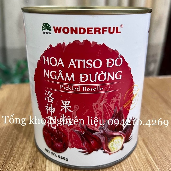 Hoa Atiso Đỏ WONDERFUL Ngâm Tươi lon 950g- BAO BÌ MỚI