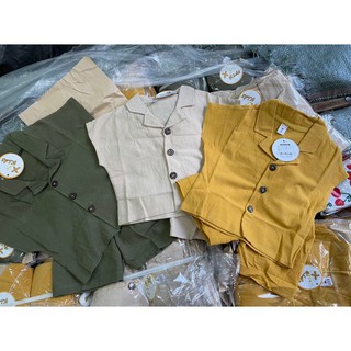 Bộ đũi cổ vest 1 màu cho bé