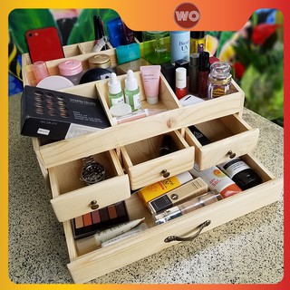 [Hàng Cao Cấp] Hộp Gỗ Thông Đựng Đồ Mỹ Phẩm Trang Sức Dụng Cụ Làm Đẹp