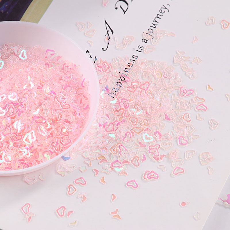 Gói 10g kim sa hình ngôi sao/trái tim/kim cương màu hồng lấp lánh trang trí móng nghệ thuật