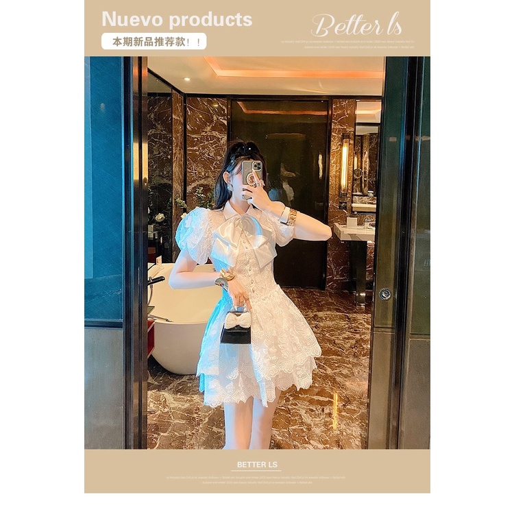 Đầm công chúa dáng ôm tay phồng phong cách Pháp thanh lịch