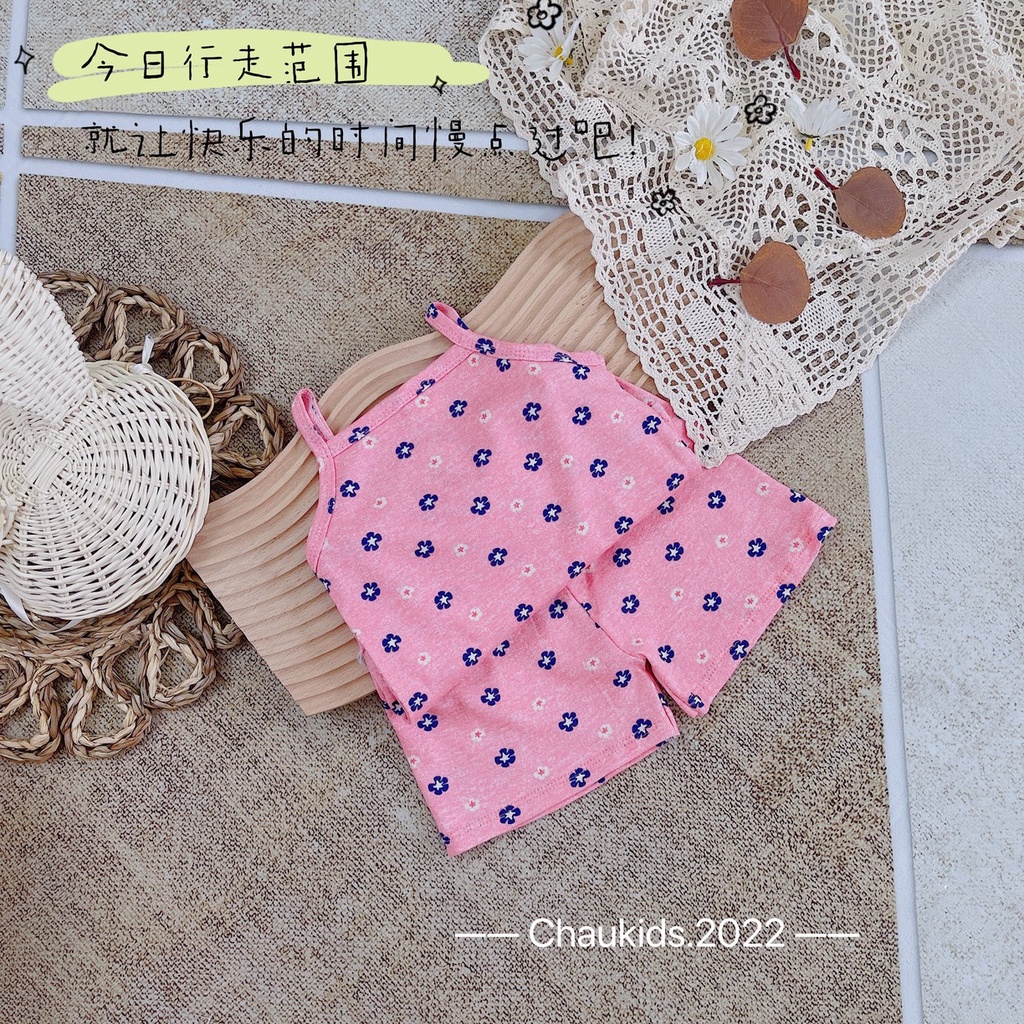 [SALE] Bộ 2 Dây Bé Gái Vải Cotton Borip Hoạ Tiết Minnie Trái Tim, Bộ Quần Áo Cho Bé Mặc Hè MKM2236