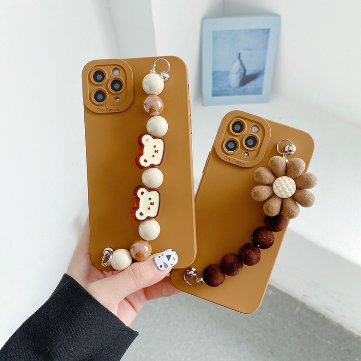 Huawei Nova 7 SE Mate 30 P40 P30 Y9S Xiaomi Mi 11 10T Lite Pro Redmi note 9T 10 5G Silicon Soft Case with Bear Flower Chain Cover