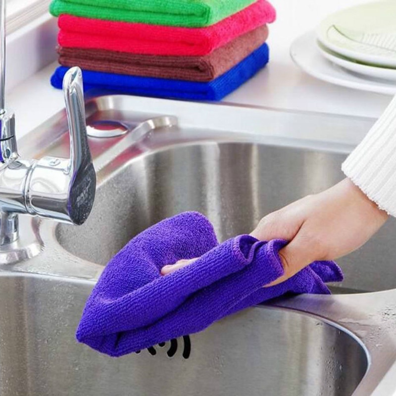 Set 2 khăn vải microfiber lau chùi nhà bếp tiện lợi chất lượng cao