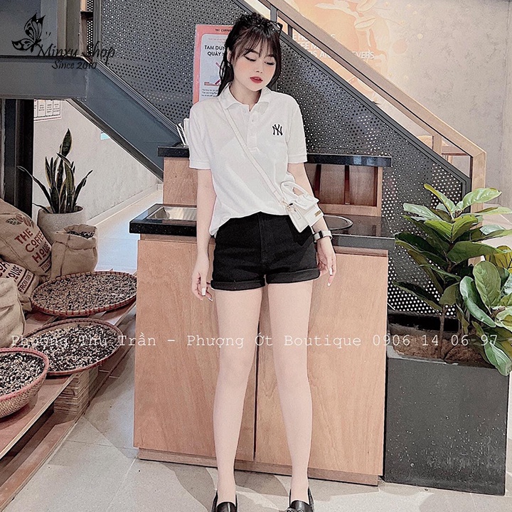 Quần Sooc Bò Nữ, Quần jean Đùi Màu Đen Mặc Siêu Tôn Dáng, Chất Jean Co giãn mềm mát Minxu Shop Q9240, Q9235