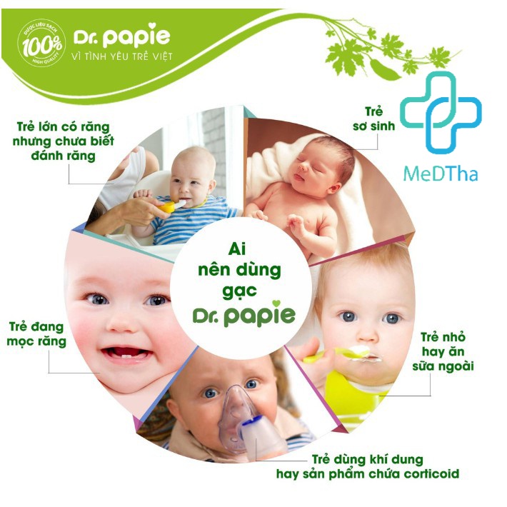 Gạc răng miệng cho bé Dr.Papie - Gạc rơ lưỡi, vệ sinh răng miệng (Hộp 30 gói) [Chính hãng]