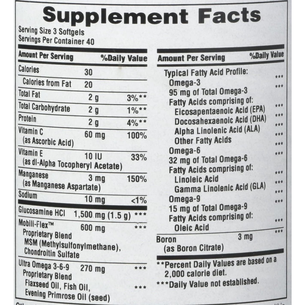Viên uống bổ xương khớp Double Strength Glucosamine Chondroitine MSM Joint Soother Puritan's Pride của Mỹ 120 viên