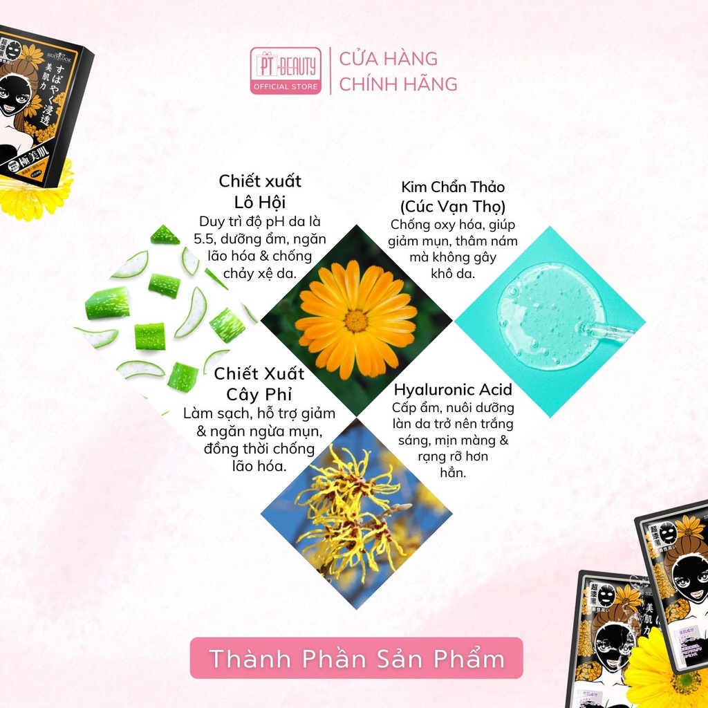 SL06 ☆ Hộp 5 miếng Sexylook Đài Loan - Mặt nạ Hoa Cúc Vàng trắng da, sạch mụn