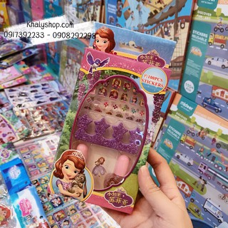 Set 2 chai sơn móng tay + nail sticker hình công chúa Sofia sieu hot dành cho bé gái - 22P5NSOF004