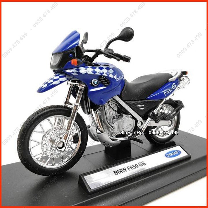 XE MÔ HÌNH TỈ LỆ 1:18 - MOTO BMW 650GS - WELLY - XANH - 8762.5