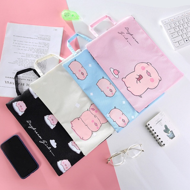 Túi vải A4 hình heo