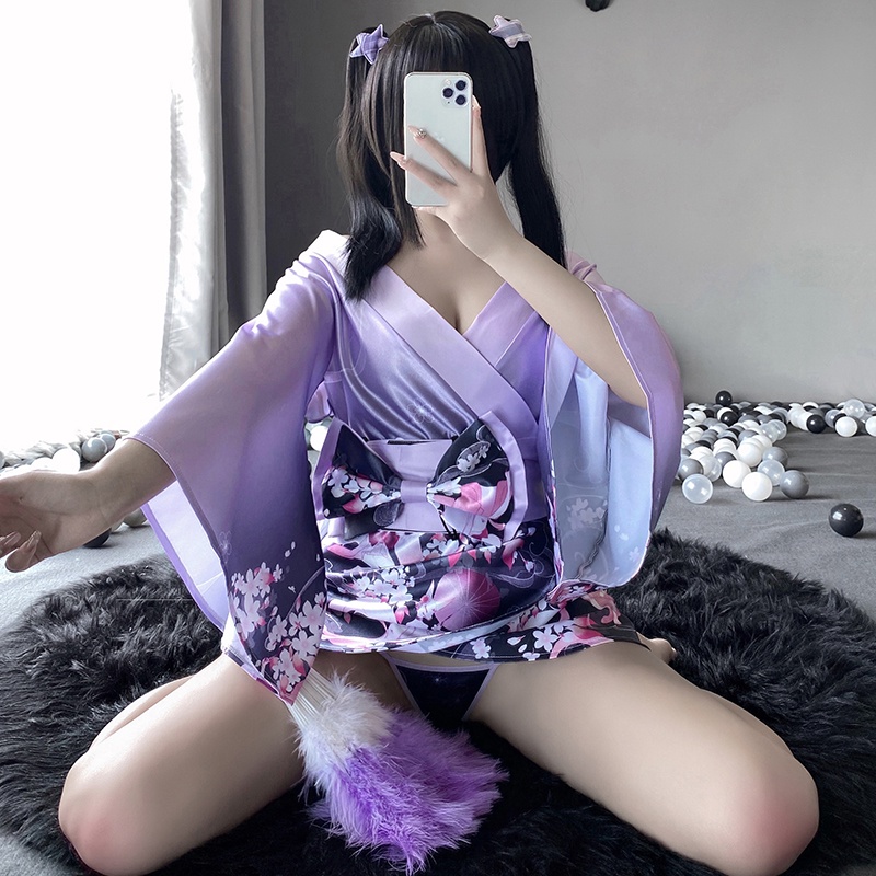 Bộ Đồ Ngủ kimono Bằng Vải Voan Thoáng Khí Phong Cách Nhật Bản Quyến Rũ 9409 | BigBuy360 - bigbuy360.vn