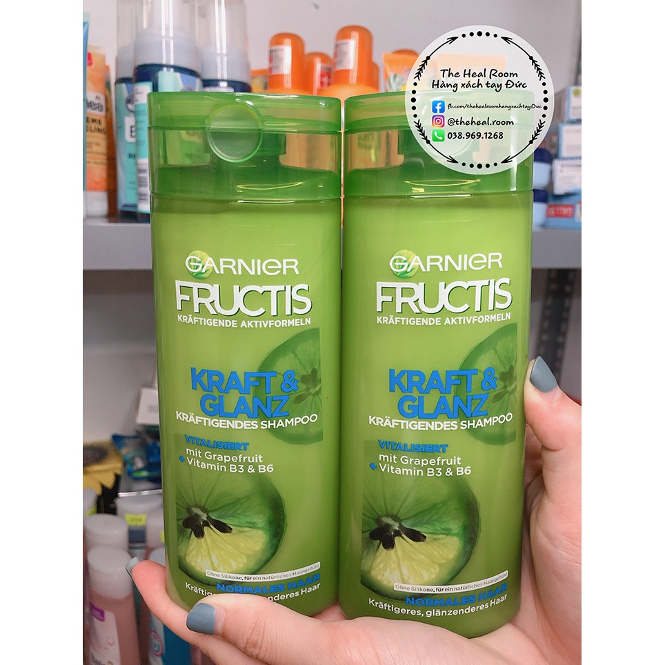 Dầu gội Garnier 🍓FREESHIP🍓Garnier Fructis Shampoo Kraft & Glanz 250ml dưỡng tóc chắc khoẻ [Hàng xách tay Đức]