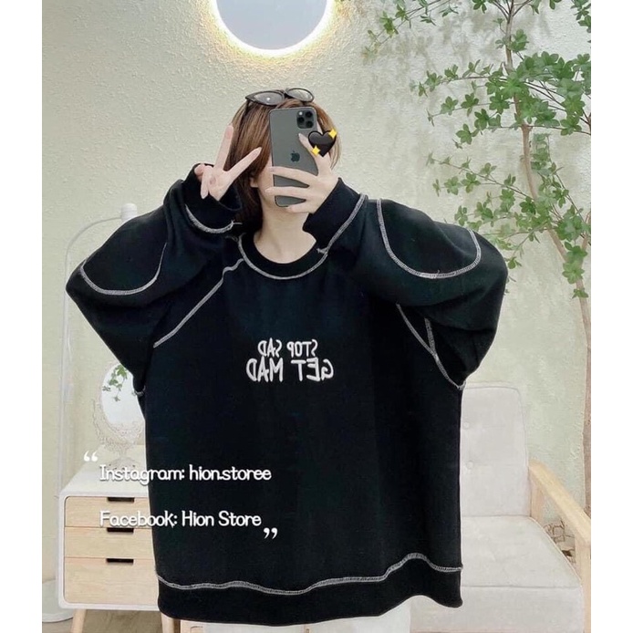 ẢNH THẬT] Áo Sweater Chỉ Nổi Chữ Thêu Phong Cách Unisex Nam Nữ Dáng Rộng