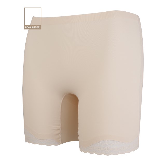 Quần đùi chống lộ su đúc không lộ viền màu trơn chân ren BOM SISTER MUQD2601