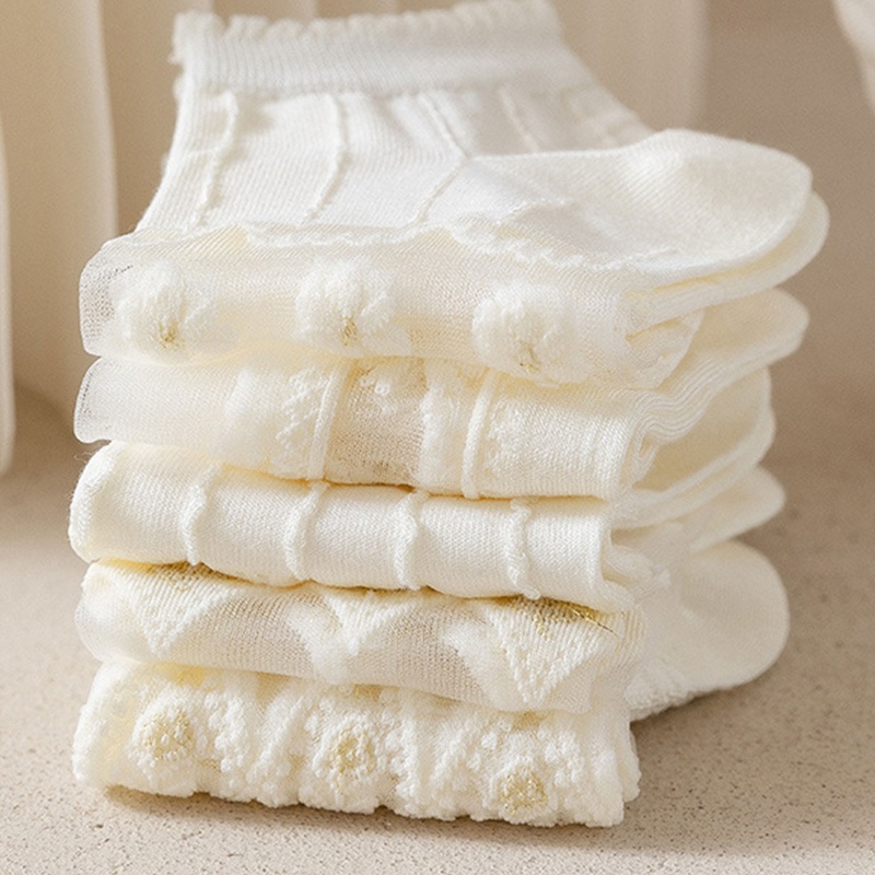 Youyo Đôi Vớ Cotton Màu Trắng Phối Lưới Sợi Thủy Tinh In Hoa Phong Cách Lolita Nhật Bản Ngọt Ngào Cho Nữ
