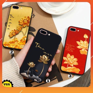 Ốp lưng kính điện thoại in hoa sen vàng 3d cho dòng iphone 6 plus - iphone 6s plus - iphone 7 plus - iphone 8 plus