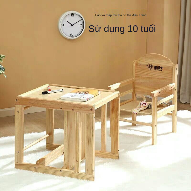 Bán hàng trực tiếp tại xưởng sản xuất Ghế ăn trẻ em đa chức năng gỗ rắn Dr. Star, bàn cho bé, đệm ngồi miễn phí <