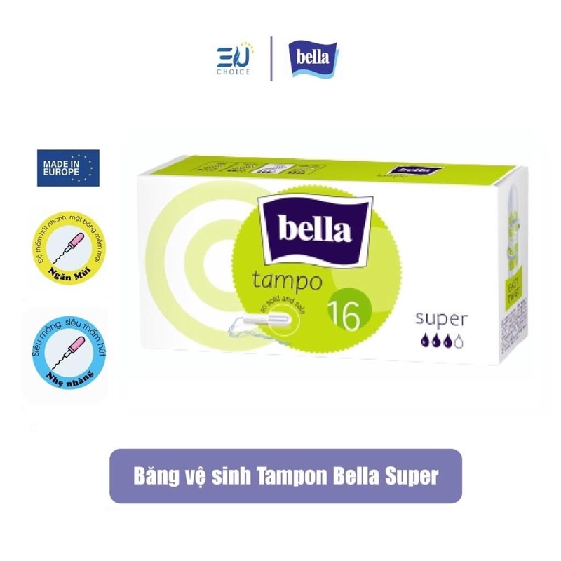 Băng vệ sinh tampon Regular BELLA nhập khẩu Pháp 16 ống siêu thấm, mềm mại, nhỏ gọn