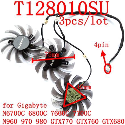 Set 3 Quạt Tản Nhiệt T128010su 6800c 7600c 7700c N960 970 980 Gtx770 Gtx760 Gtx680