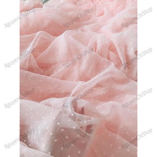 ⚡Giá gốc⚡ Vải voan hạt trắng/ hồng/ xanh mềm chất tương tự voan tơ