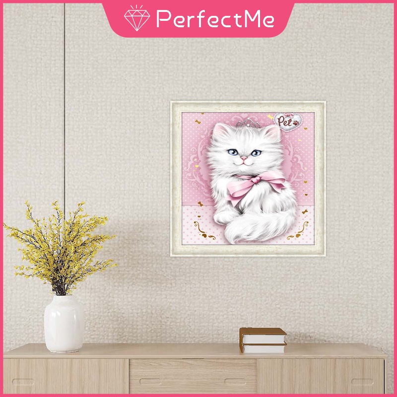 Bộ tranh đính đá 5D DIY hình mèo và chó dễ thương trang trí phòng ngủ cho cặp đôi