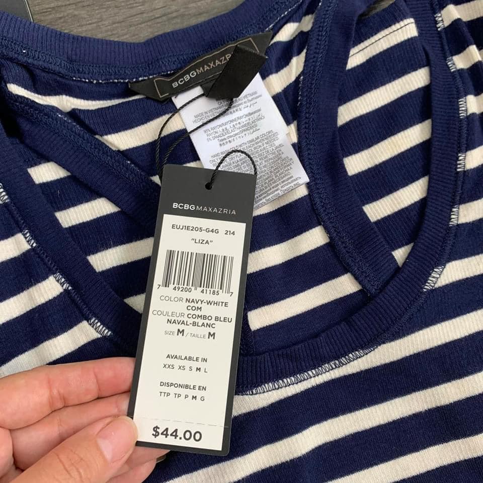 Áo ba lỗ BCBG kẻ xanh