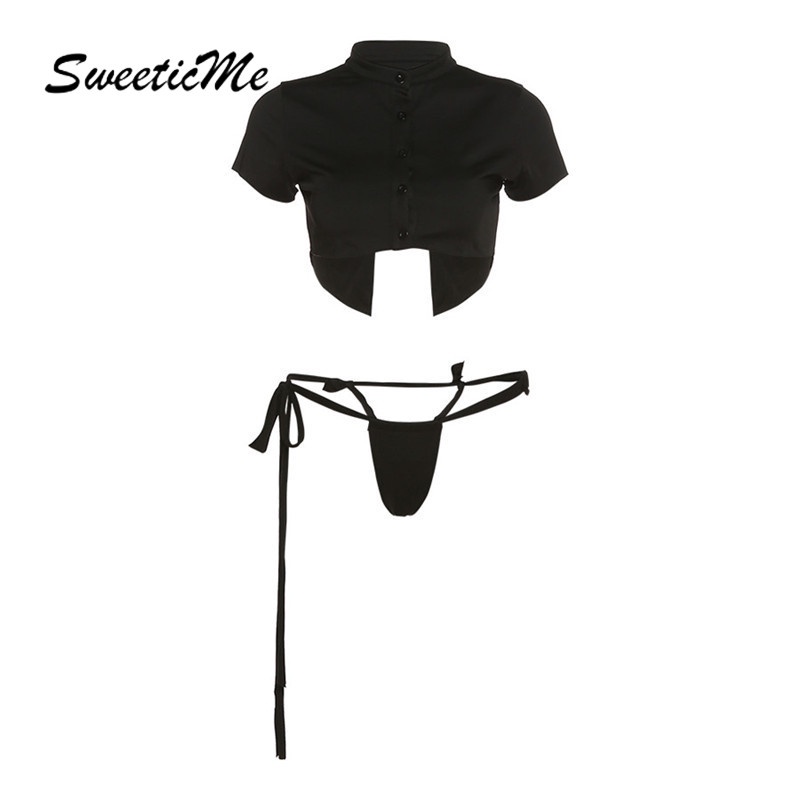 Bộ Đồ Bơi Sweeticme   Tay Ngắn Thắt Dây Thời Trang Quyến Rũ Cho Nữ