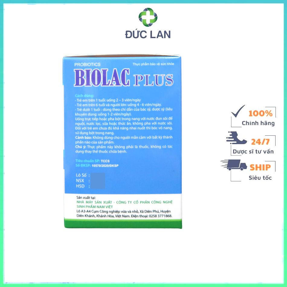 MEN VI SINH BIOLAC PLUS KẾT HỢP 3 LOẠI LỢI KHUẨN GIÚP KÍCH THÍCH TIÊU HÓA