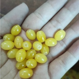 1 viên lu thống size 8x12mm đá thuỷ tinh bóng đẹp màu vàng