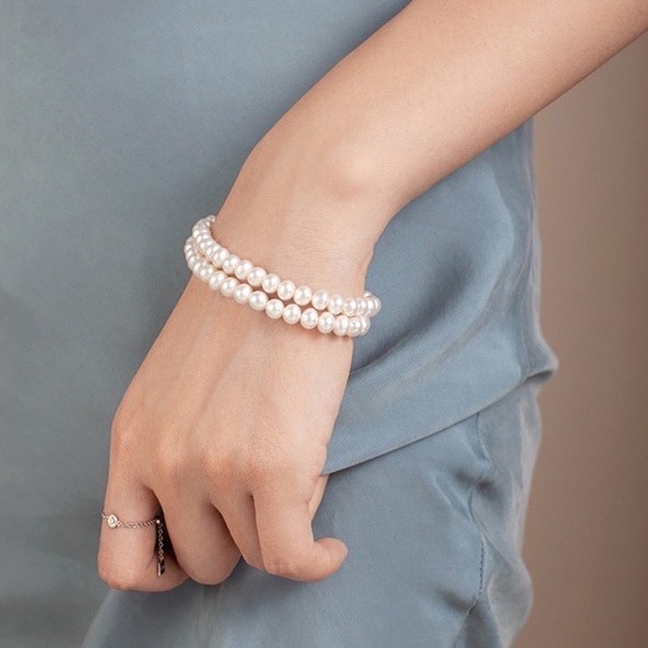 Vòng tay trai thật tự nhiên 4li màu trắng cuốn 2 vòng sang trọng thanh lịch