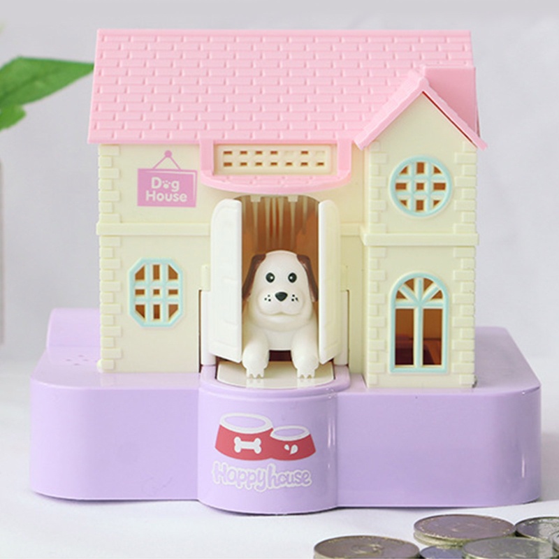 Hộp Đựng Tiền Tiết Kiệm Hình Ngôi Nhà Chú Chó Điện Tử Có Nhạc Vui Nhộn