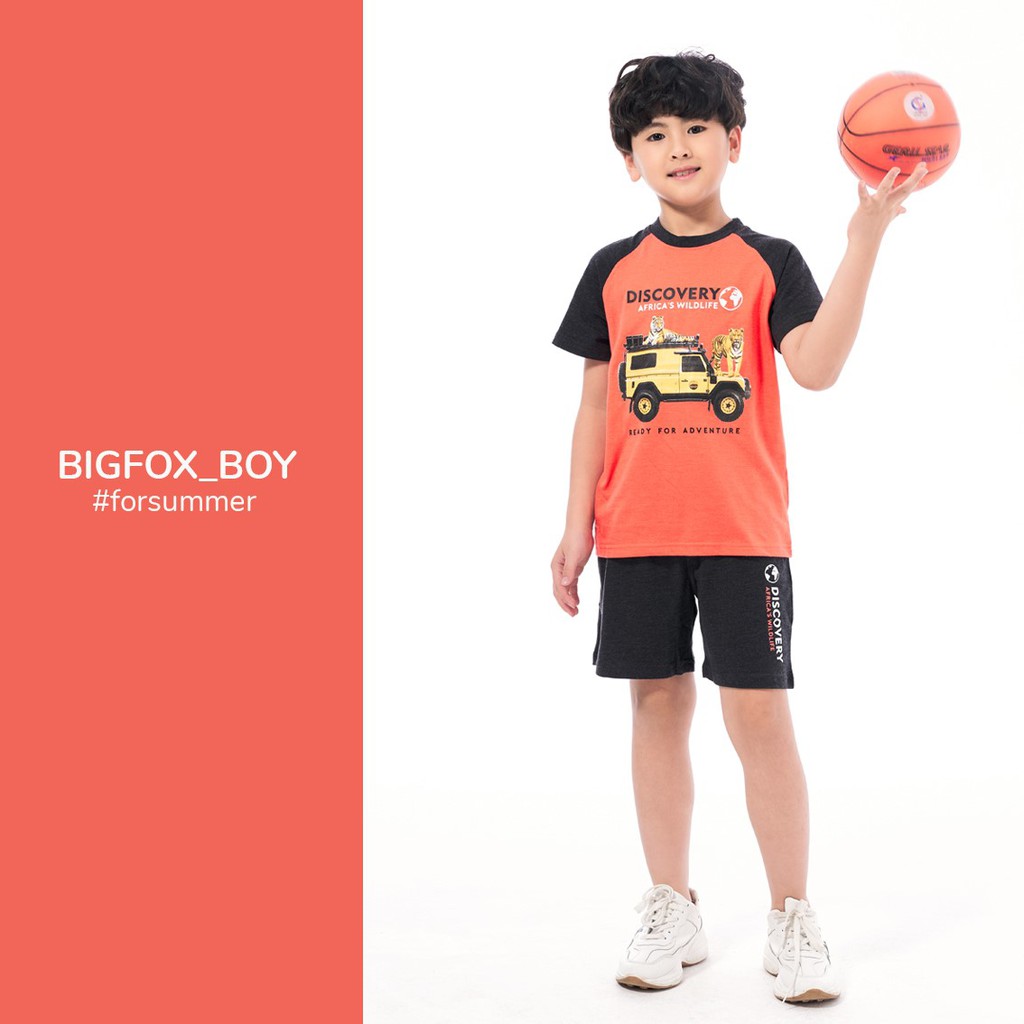 [MÃ BIGFBIF10 GIẢM 10K] Bộ Cộc Tay Bé Trai Bigfox Size Đại, Bộ Cotton Trẻ Em Mùa Hè In Ô tô DISCOVERY 3-11