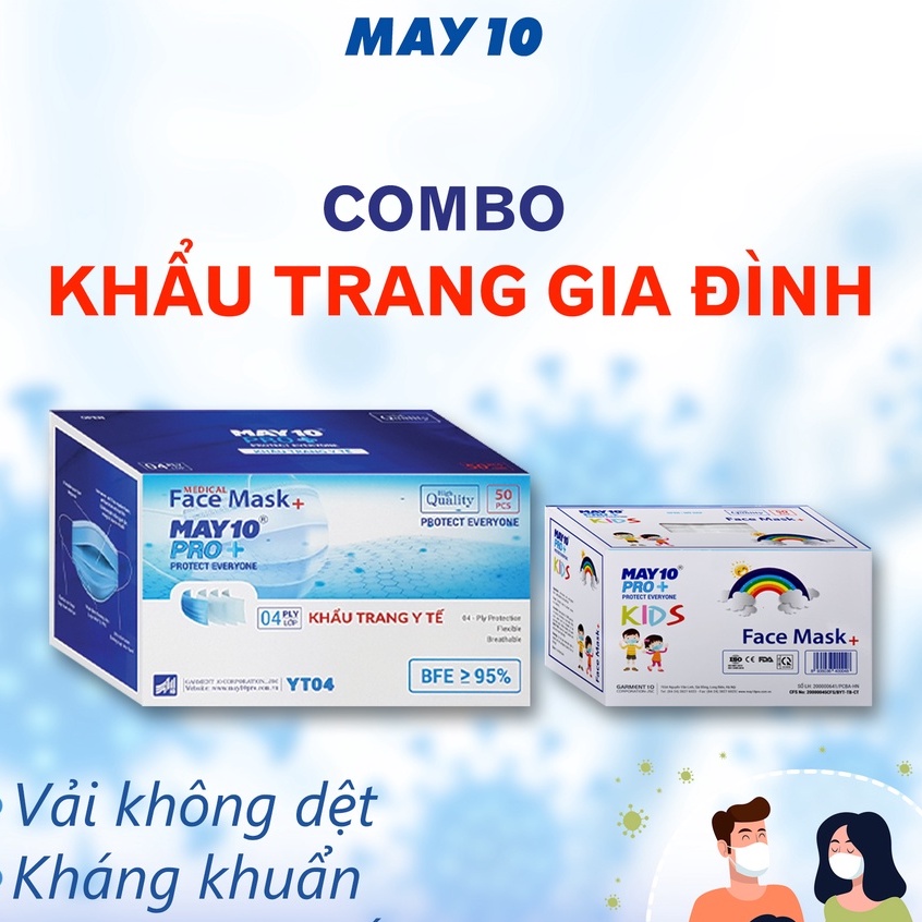 SET 1 hộp khẩu trang y tế người lớn và 1 hộp khẩu trang y tế trẻ em May 10