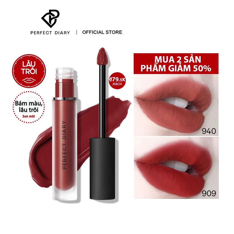 Son Kem Perfect Diary Màu Lì Tông Màu Lì Siêu Mịn Lâu Trôi 2.5g nội địa trung