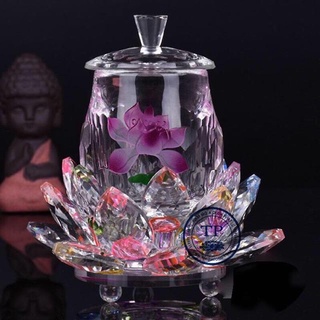 Ly nước thờ pha lê hoa sen tím han9955- đồ thờ tịnh phương