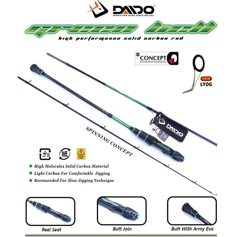 Joran CARBON JIG DAIDO Màu Xanh Lá Cây HELL Nhập Khẩu Siêu Mạnh Và Siêu Chắc
