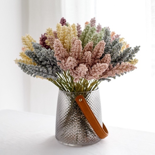 Chùm hoa 6 cành Lavender nhỏ xốp decor xinh xắn
