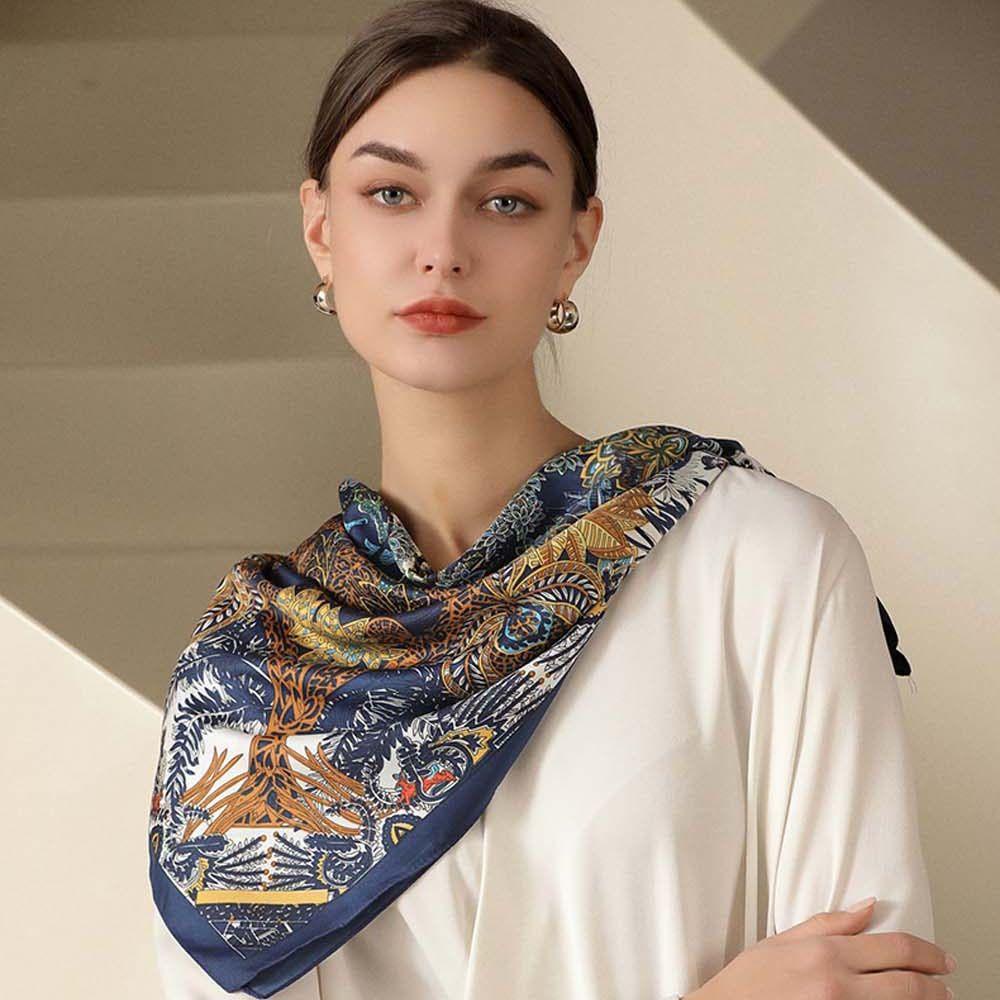 Khăn Choàng Lụa Dáng Vuông Cỡ Lớn In Họa Tiết Thời Trang Cho Nữ