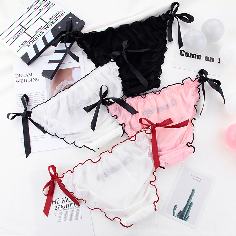 Quần Lót Cotton Lưng Thấp Phối Lưới In Chữ T Dễ Thương Quyến Rũ Cho Nữ