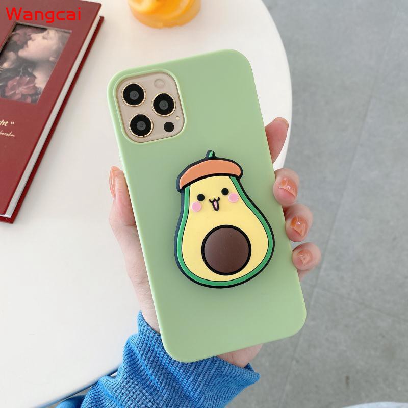 Samsung Galaxy A8 A7 A6 A6+ Plus 2018 2017 Phone Case Fruit Avocado Lemon Durian Peach Orange Strawberry Watermelon Mangosteen Holder Stand Summer Fresh Candy Simple Cartoon Cute Soft TPU Casing Case Cover