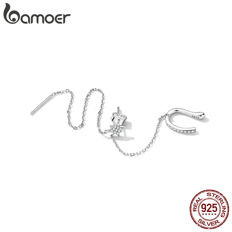 Bông tai BAMOER Bạc 925 hình ngôi sao thời trang