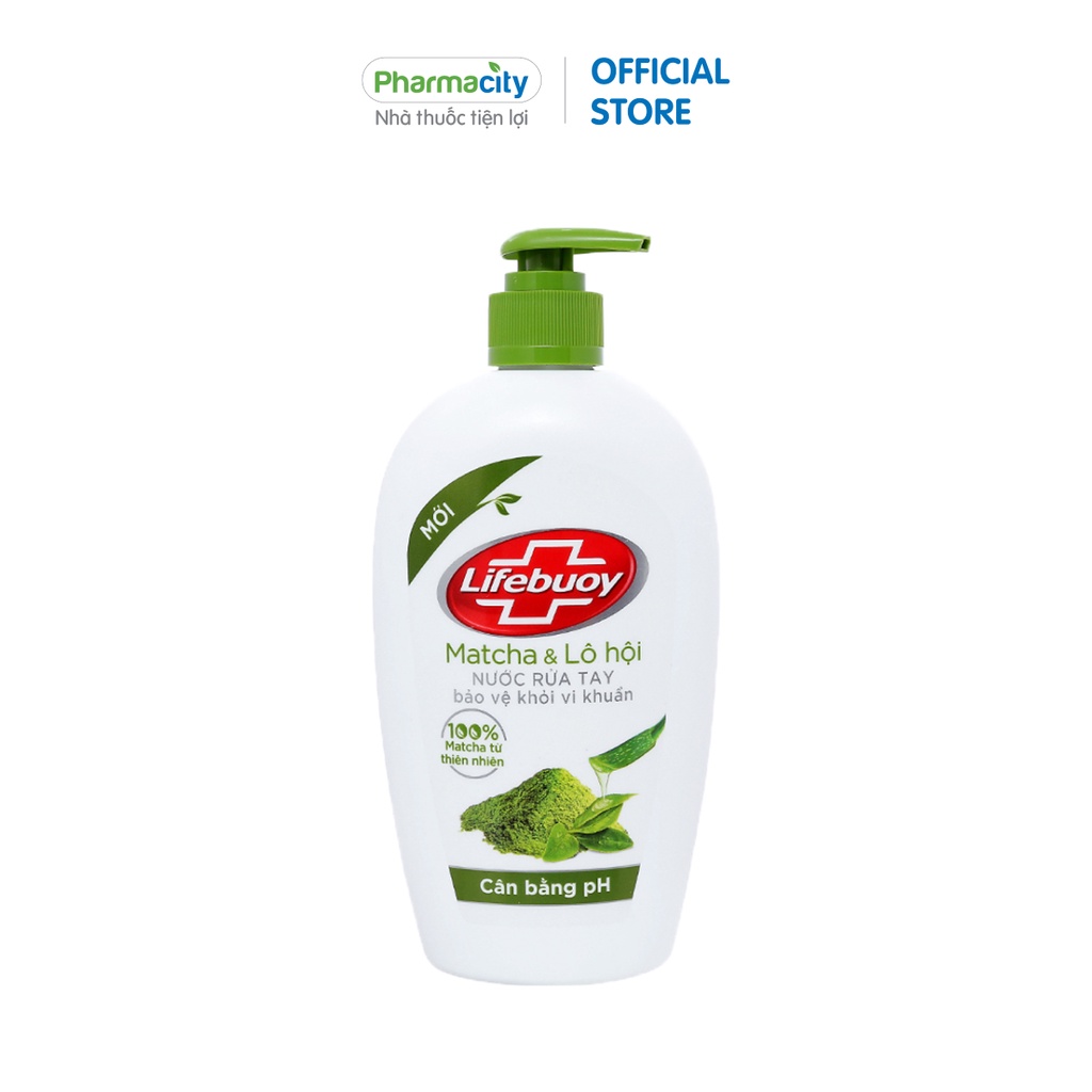 Nước rửa tay Lifebuoy hương matcha và nha đam (chai 500g)