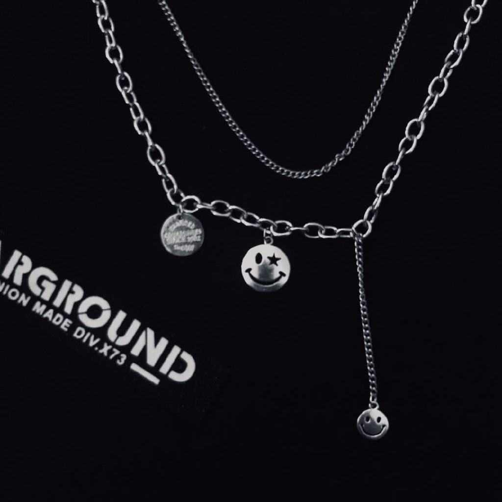 Dây Chuyền Hai Lớp Mặt Hình Mặt Cười Phong Cách Đường Phố Thời Trang Cho Nam Và Nữ 22238