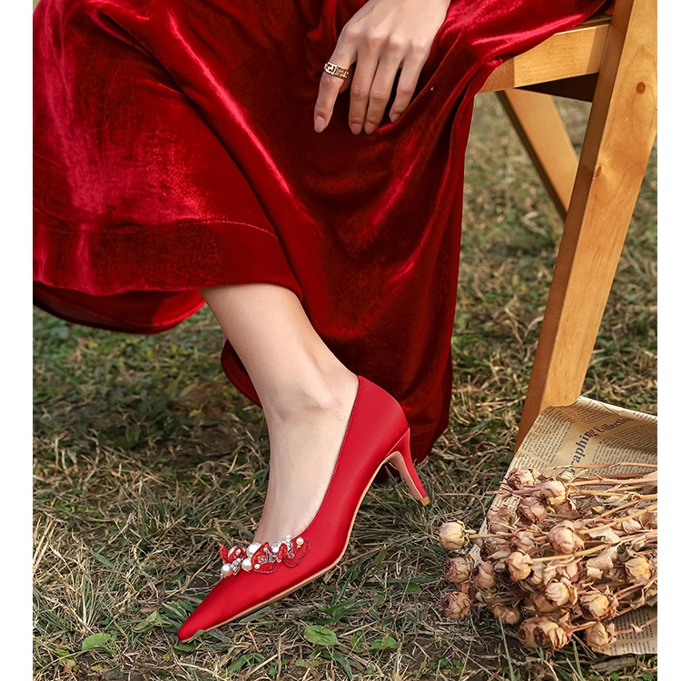 Giày Cao Gót Mũi Nhọn Phong Cách Pháp Sang Trọng Thời Trang Cho Nữ
