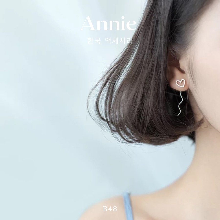 Bông tai tim bạc đính đá xinh xắn thời trang ANNIE - A55