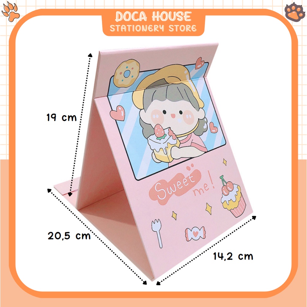 Gương Giấy Trang Điểm Gập Gọn Để Bàn Nhiều Hình Đáng Yêu Size 20