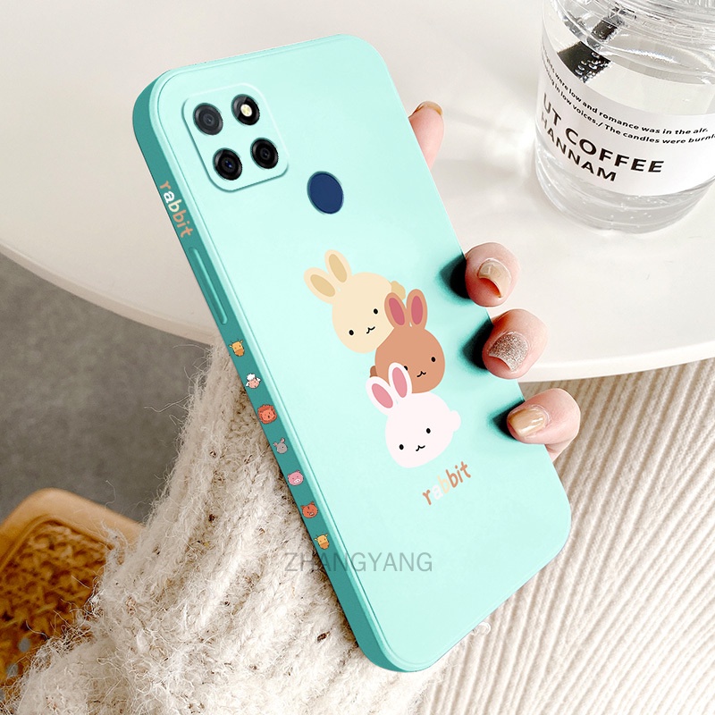 ốp lưng oppo a15 a15s Ốp Điện Thoại TPU Silicone Hình Ba Chú Thỏ Đáng Yêu Kèm Dây Đeo Cho oppo a15 a15s