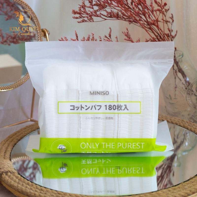 Bông Tẩy Trang Miniso Nhật Bản 180 Miếng- CÔNG TY CHÍNH HÃNG