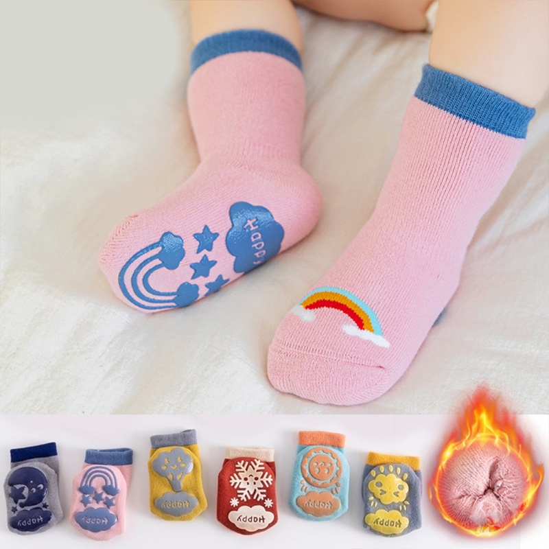 Vớ Cotton Chống Trượt Giữ Ấm Cho Bé Trai Gái Mừng Năm Mới